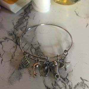 Silver charm bangle bracelet